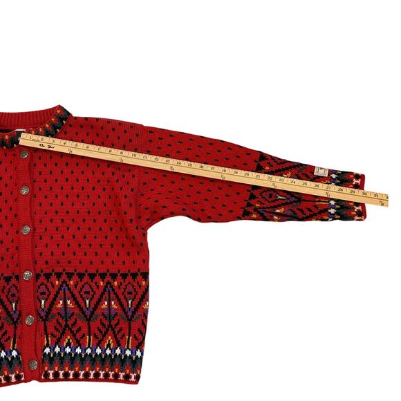 Vtg Dale Of Norway Cardigan Sweater Womens Sz Medium Red Fair Isle Scandinavian - Picture 10 of 10